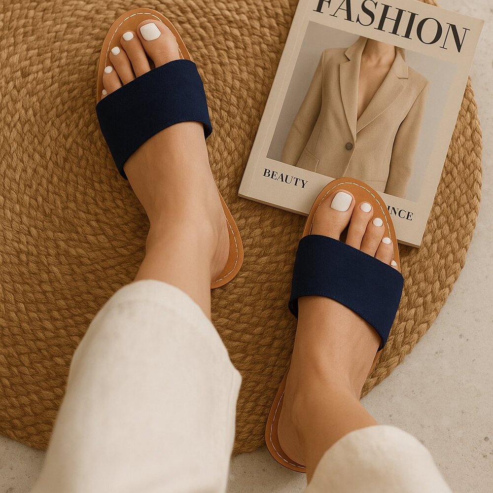 💙Old Navy Dark Blue Slide Sandals (Size 9.5) NWOT💙 - Picture 2 of 4
